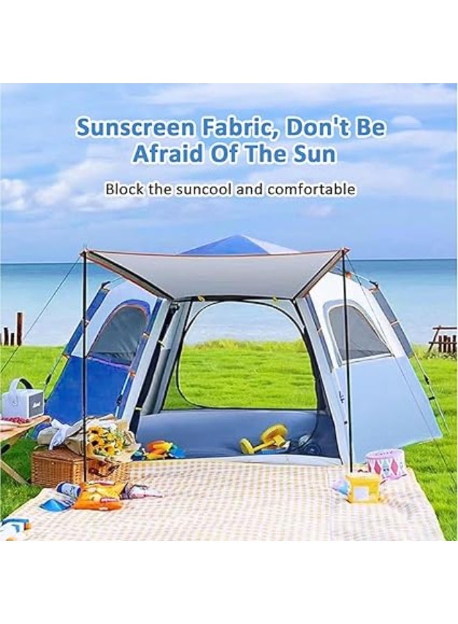 4-person Camping Tent, Fully Automatic Outdoor Thickened Rainproof Hexagonal Tent, Foldable Outdoor Tent, with Removable Rainproof Roof and Handbag, Suitable for Family Picnics, Beach Parties, Hiking - Image 3
